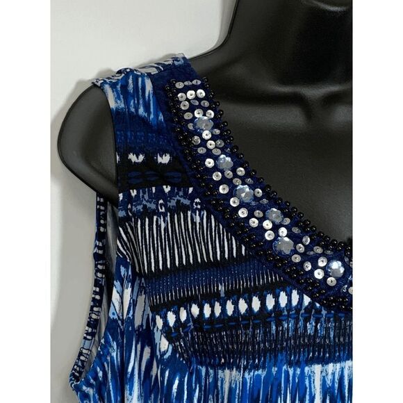 New Directions Womens Midi Dress Sequenced V Neck Sleeveless Blue 2X - Picture 6 of 8